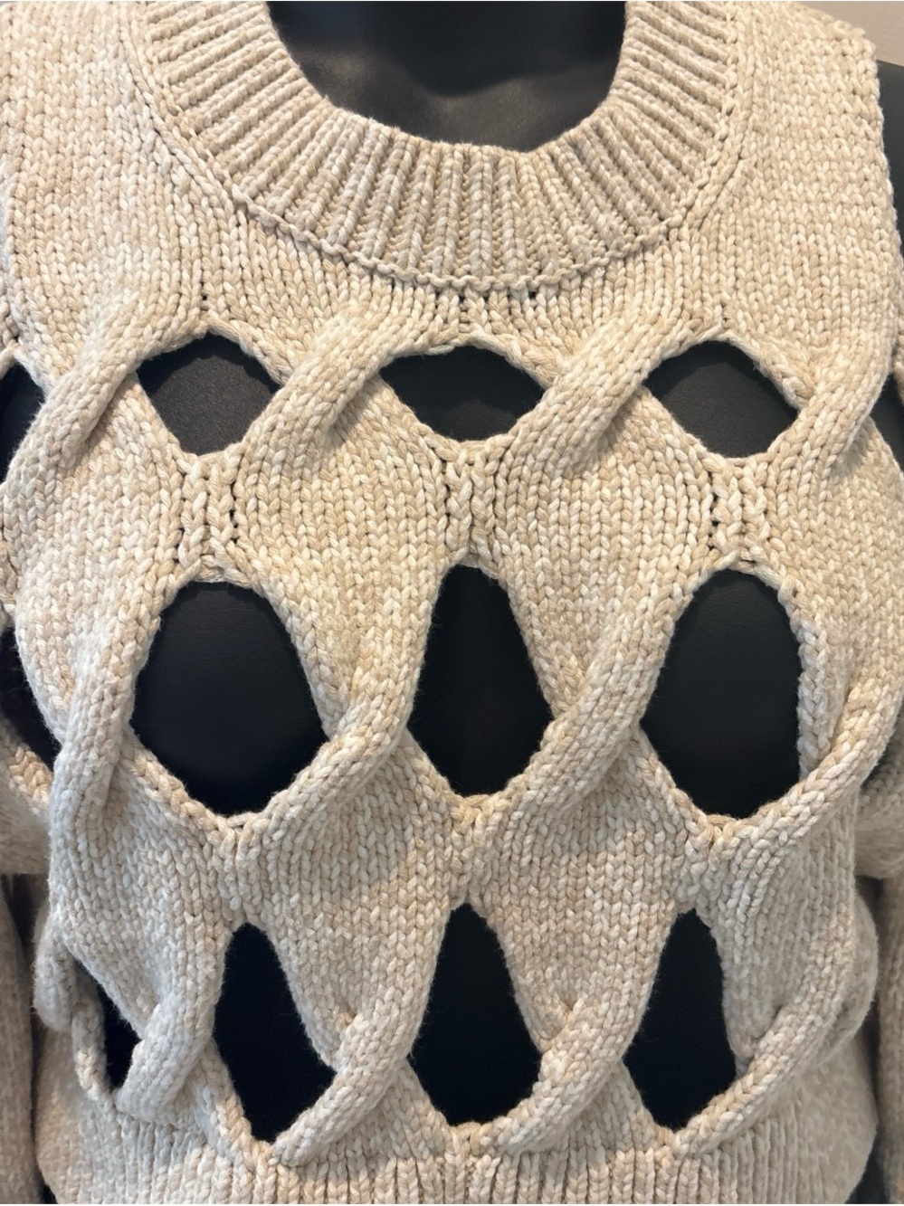 & Other Stories Beige Open-Knit Crewneck Sweater Vest